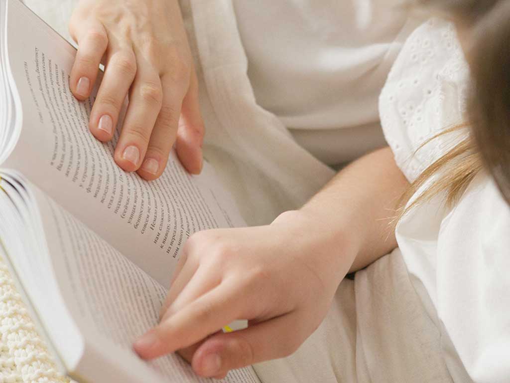 Family reading together